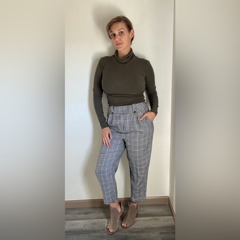 Topshop High Rise Pants Plaid Pleat US 10 Vintage Vibes